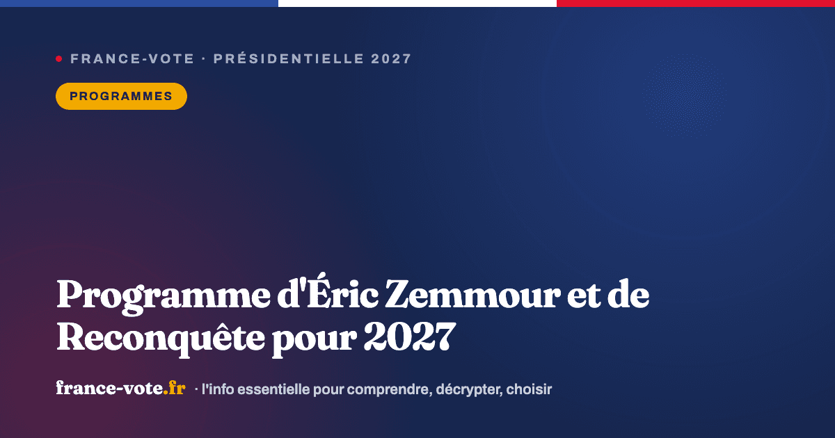 Programme d'Éric Zemmour et de Reconquête pour 2027