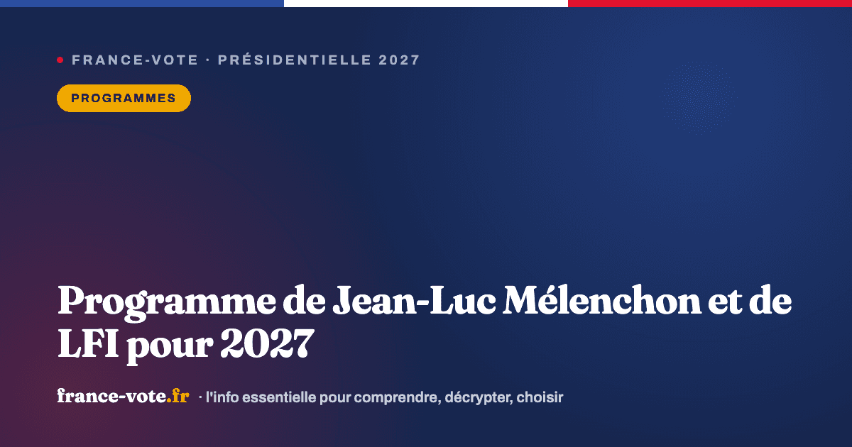 Programme de Jean-Luc Mélenchon et de LFI pour 2027